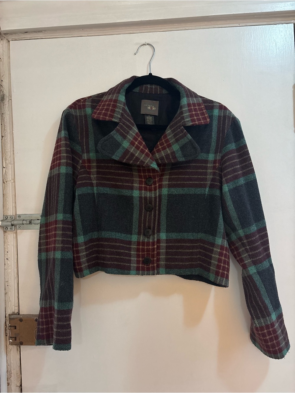 Cropped Plaid Wool-Blend Jacket